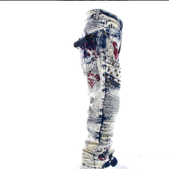 BOYS’ VINTAGE GRAPHIC BIKER JEANS - Picture 2 of 4